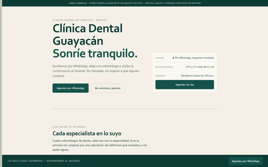 Clínica odontológica — Cita sin llamadas