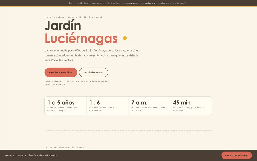 Captura de la demo de Jardín Luciérnagas: Visita guiada y cupos